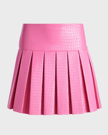 pink croc embossed vegan leather skirt