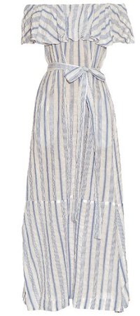 Lisa Marie Fernandez Mira Off The Shoulder Striped Maxi Dress, £729 | MATCHESFASHION.COM | Lookastic UK