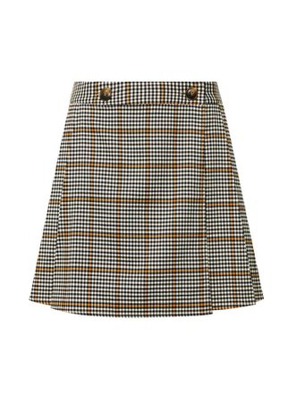 **Lola Skye Multi Colour Check Print Kilt Skirt | Dorothy Perkins brown