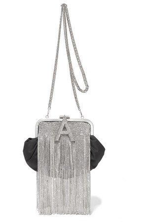 Attico | Crystal-embellished satin shoulder bag | NET-A-PORTER.COM