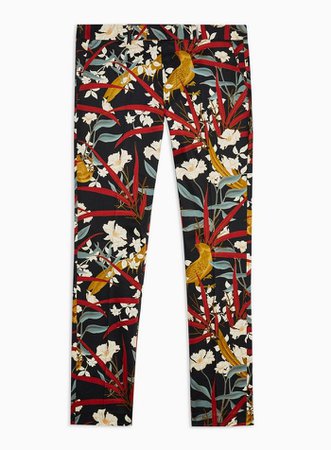 2 Piece Black Skinny Fit Floral Bird Print Suit With Notch Lapels | Topman