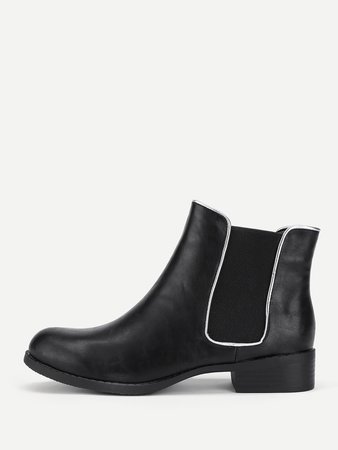 Round Toe PU Chelsea Boots