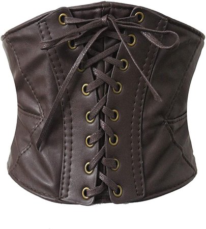 Alivila.Y Fashion Womens Leather Steampunk Underbust Waist Belt Corset A14-Light Brown-XXL at Amazon Women’s Clothing store