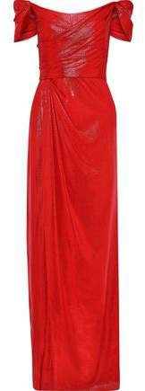 Draped Gathered Lame Gown