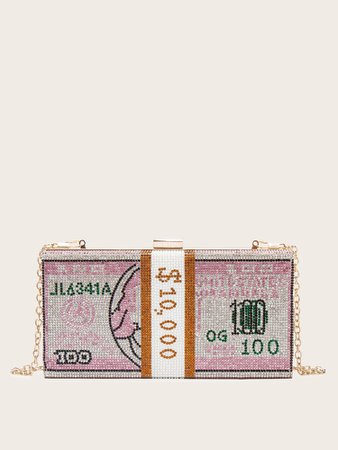 Rhinestone Money Design Clutch Bag | SHEIN USA