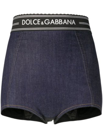 Dolce & Gabbana high-waist logo denim shorts with Express Delivery - Farfetch