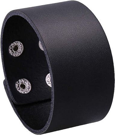 Amazon.com: Mgutillart Punk Metal Buckle Wristband Wide Leather Cuff Bracelet(Black): Clothing, Shoes & Jewelry