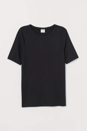 Ribbed Jersey Top - Black