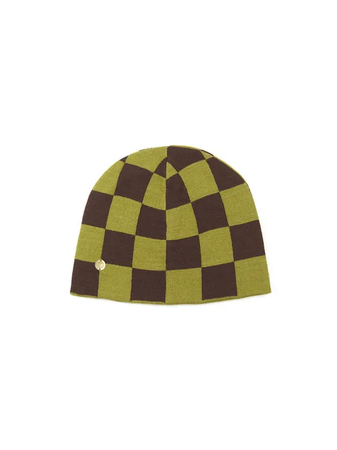 TheOpen Product Green & Brown Chessboard Check Beanie