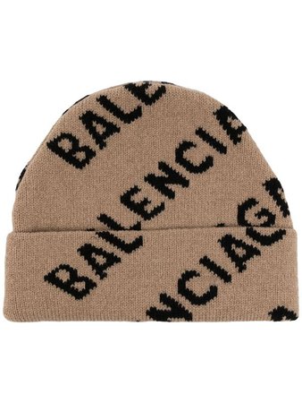 Balenciaga logo intarsia beanie - FARFETCH