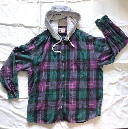 Vintage 90's Flannel Hoodie Shirt | Etsy