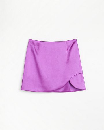 Purple satin mini skirt | River Island