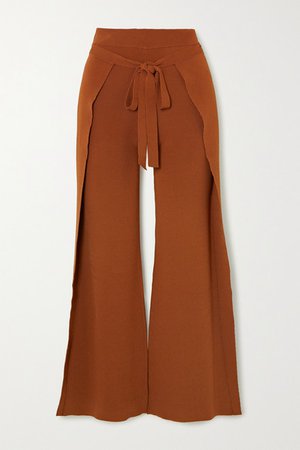Cult Gaia | Abigail tie-front layered knitted straight-leg pants | NET-A-PORTER.COM