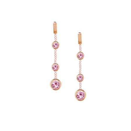 Rose Gold Pink Tourmaline Dew Drop Earrings From our Pimlico Collection