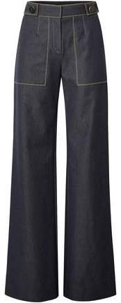 Button-embellished High-rise Wide-leg Jeans