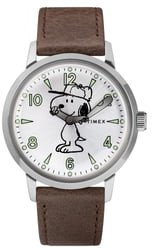 x Peanuts(R) Welton Vintage Snoopy Leather Strap Watch, 40mm