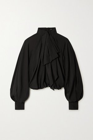 Balmain | Pussy-bow gathered silk blouse | NET-A-PORTER.COM
