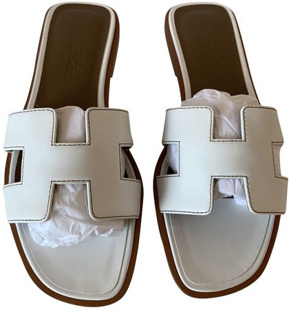 Oran White Leather Sandals