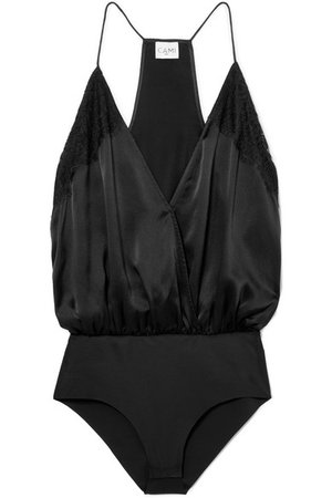 Cami NYC | The Courtney lace-trimmed silk-charmeuse bodysuit | NET-A-PORTER.COM