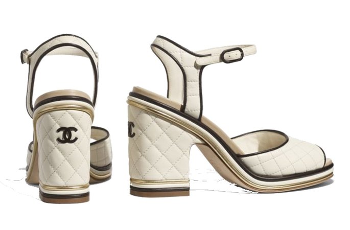 Chanel patent platform heels