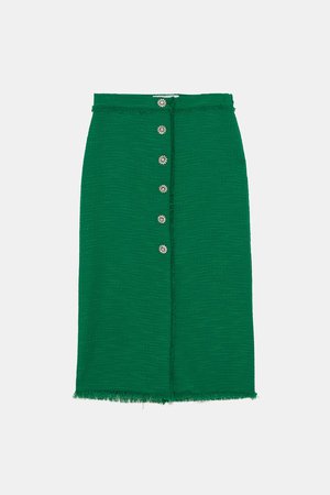 TWEED SKIRT WITH JEWEL BUTTONS - View All-SKIRTS-WOMAN | ZARA United States green