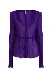 purple sheer ruffle blouse