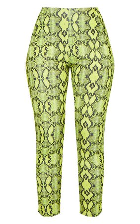 Neon Lime Snake Print Skinny Trouser | PrettyLittleThing