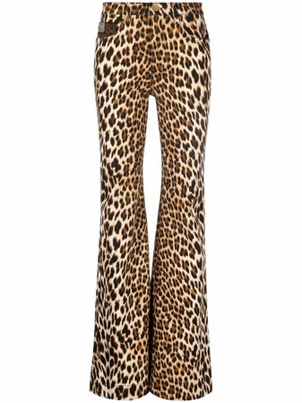 Roberto Cavalli leopard-print flare trousers