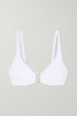 Bel Air Embellished Ribbed Underwired Bikini Top - White