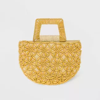 Straw Beaded Tote Handbag - A New Day™ Natural : Target
