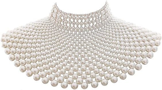 Handmade Beaded Bib Egyptian Pearl Necklace Collar
