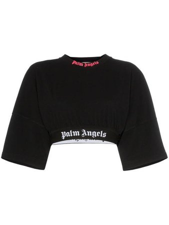 Palm Angels logo-trim Cropped T-shirt - Farfetch