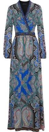 Embellished Printed Silk Crepe De Chine Maxi Dress