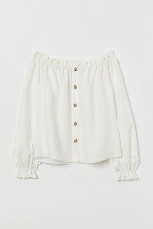 Off-the-shoulder Blouse - White - Ladies | H&M US