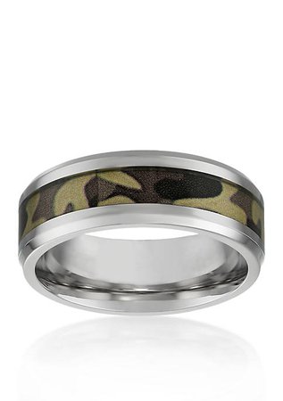 Belk & Co. Stainless Steel Brown Camouflage Ring