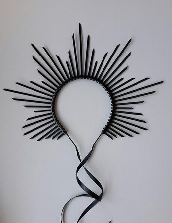 Goddess crown Black Gold halo crown Spike Headpiece Gothic | Etsy