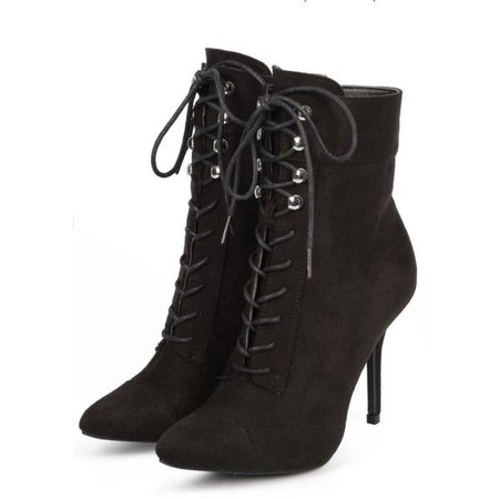black laced up boots