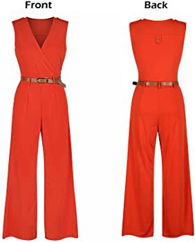 Amazon.com: Pink Queen Women's Casual V Neck Long Pants Club Jumpsuits Rompers M Orange : Clothing, Shoes & Jewelry