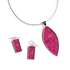 hot pink necklace and earrings - Google Search