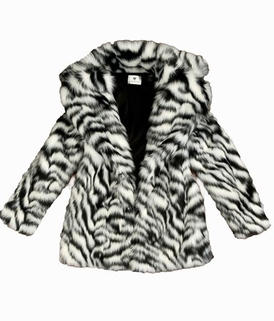 Faux Fur White Tiger Print Coat
