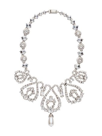 Miu Miu Pearl Pendant Crystal Necklace