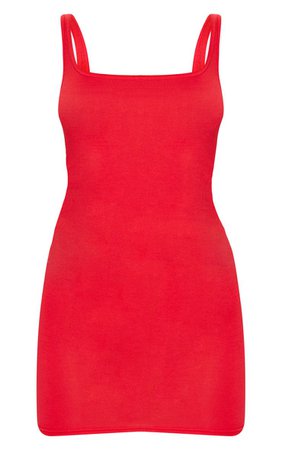 Basic Red Square Neck Bodycon Dress | PrettyLittleThing