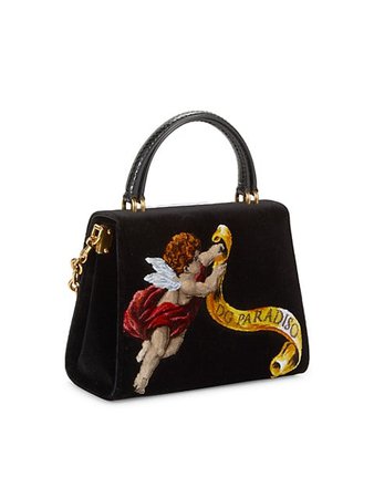 DOLCE&GABBANA Welcome Floral Graphic Velvet Shoulder Bag on SALE | Saks OFF 5TH