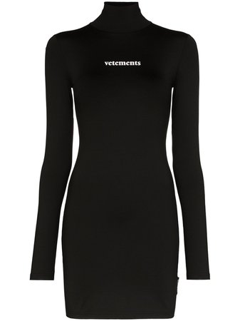 Vetements Logo Print Long-sleeve Mini Dress