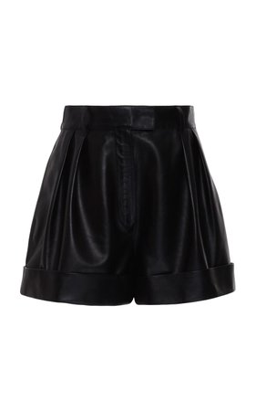 Cuffed High-Rise Leather Mini Shorts by Valentino | Moda Operandi