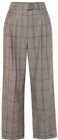 Prince Of Wales Checked Wool Pants - Brown