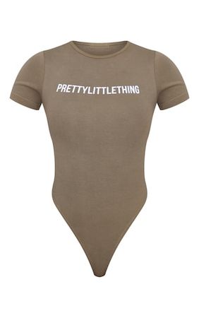 Prettylittlething Recycled Sage Khaki Short Sleeve Bodysuit | PrettyLittleThing USA