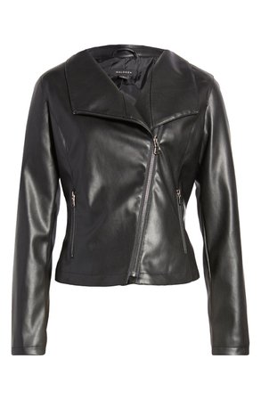 Halogen® Drape Collar Faux Leather Jacket | Nordstrom