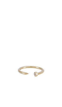 Zoe Lev Diamond Nail Cuff Ring in Gold | REVOLVE