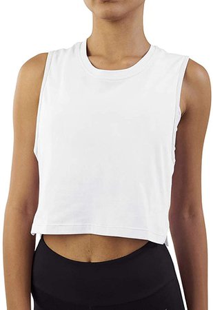 Mippo Womens Muscle Tank Crop Top Workout Shirts Athletic Crop Top Gym Yoga Shirts Cropped Tee Pilates Activewear Tops High Neck Workout Tank Tops for Women Sexy White XL at Amazon Women’s Clothing store
